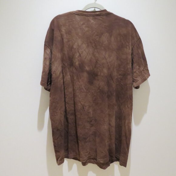 THE MOUNTAIN Hippo Print Distressed Tie Dye T-Shirt in Brown Hippie Y2K Boho XL - Picture 8 of 12